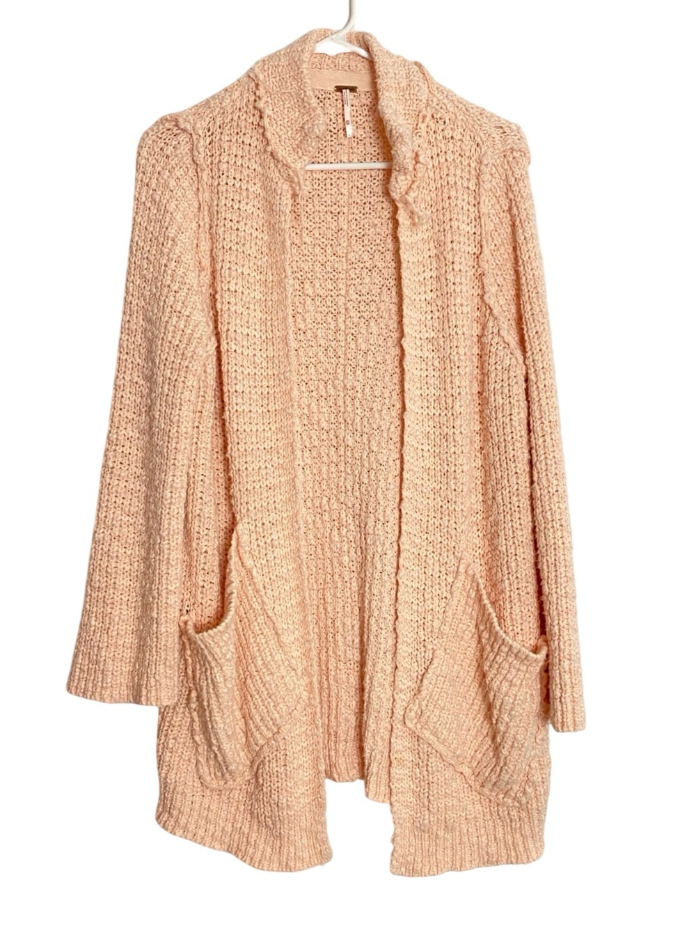 Free People Oversized Cardigan Sweater Womens Size XS Peach Pockets Cotton